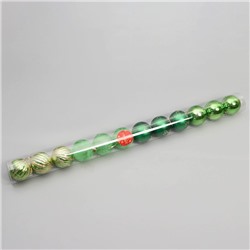 Ёлочные игрушки «Агнет», шары новогодние, d=6 см, набор 12 шт., полосы, зелёный