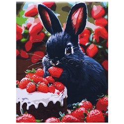Холст с красками 30x40 по номерам "Кролик в клубничном мире" в коробке (30цв.)