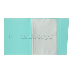 Папка с 020 вкладышами A4 "Pastel" A4 (215x315x20 мм) 400 мкм, фактура "песок", вкладыши 30 мкм, индивидуальная маркировка, непрозрачная бирюзовая