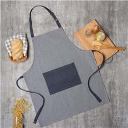 Фартук «Этель» джинсовый в полоску, синий, 65% хлопок, 35% п/э