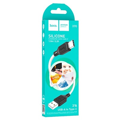 Кабель USB - Type-C Hoco X90 Cool 15W 100см 3A  (white)