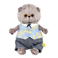 Кот Басик BABY в жилете в цветочек и брючках