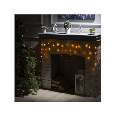 Гирлянда «Бахрома» 3×0.5 м, IP20, прозрачная нить, 80 LED, свечение жёлтое, 8 режимов, 220 В