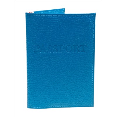Обложка на паспорта из натуральной кожи, цвет синий