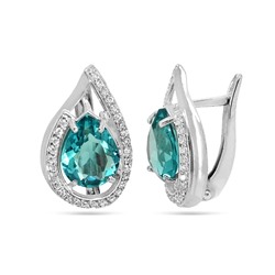 Серьги из серебра параиба кварц, СПН4039