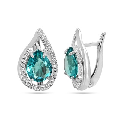 Серьги из серебра параиба кварц, СПН4039