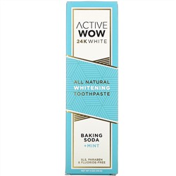 Active Wow, 24K White, All Natural Whitening Toothpaste, Baking Soda + Mint, 4 oz (113 g)