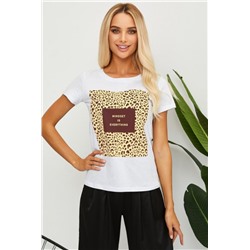 Футболка с леопардовым принтом ЛЕОWSP (Белый)