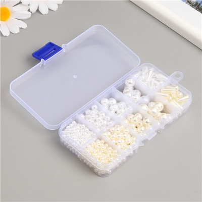 Бусины в шкатулке «Жемчужные», 10 делений 12.9×6.7×2.2 см