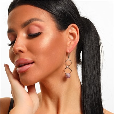 Серьги длинные с натуральным камнем аметист, арт.218.251