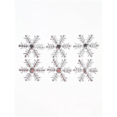 Новогодний набор для декора «Снежинки» цвет серебро, 6.5 см, набор 6 шт.