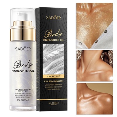 Спрей-хайлайтер мерцающий с шиммером для сияния кожи Sadoer, 85 мл.