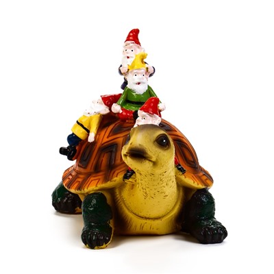 Садовая фигура из полистоуна «Черепаха с гномами», 18×11×14 см, Greengo