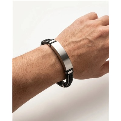 Браслет из стали на кожаном ремешке