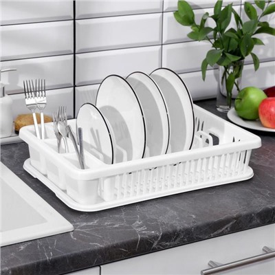 Сушилка для посуды IDEA, 42.5×27.5×9.5 см, пластик, белый