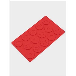 Форма для конфет и шоколада новогодняя Доляна «Новогодние кружочки», силикон, 29.8×17.5 см, 14 ячеек (d=5 см), красная