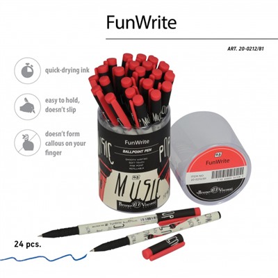 Ручка шариковая 0.5 мм "FunWrite.Музыка. Микрофон" синяя 20-0212/81 Bruno Visconti