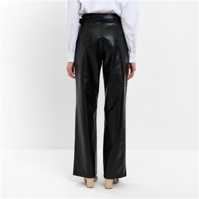 Брюки женские из экокожи прямые MINAKU: Eco leather, чёрные, размер 46