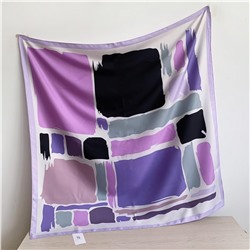 Платок шелковый на голову и шею весенний, мультицвет