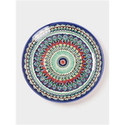 Ляган круглый «Риштан», 36 см, сине-красный орнамент
