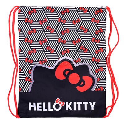 Мешок для обуви "Hello Kitty" 1 отделение, 350*430 мм, полиэстер, петля для подвеса, карман с молнией на оборотной стороне