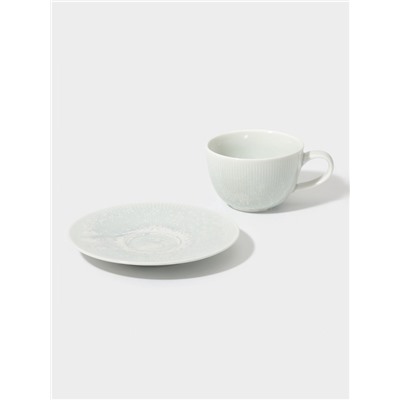 Чайная пара Magistro Willow, 2 предмета: блюдце 15.5×2.1 см, чашка 220 мл, фарфор, голубая