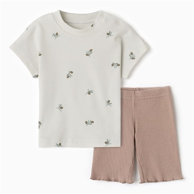 Костюм для девочки (футболка и шорты) «Крошка Я» Olives, рост 68-74 см