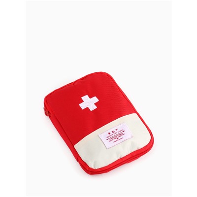 Косметичка-аптечка походная на молнии, с отделами, на подкладке, алая