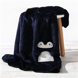 Плед детский «LoveLife. Пингвин». 80×100 см, корал-флис, синий