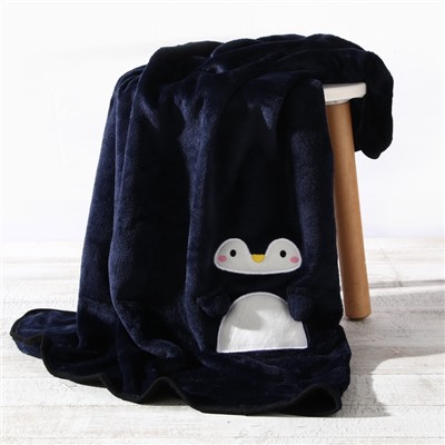 Плед детский «LoveLife. Пингвин». 80×100 см, корал-флис, синий