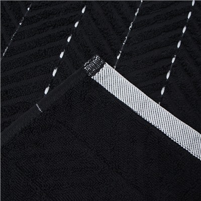 Коврик махровый «Этель» Lines, 50×70 см, хлопок 100%, черный