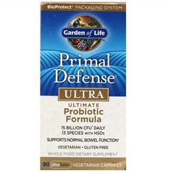 Garden of Life, Primal Defense, Ultra, универсальная пробиотическая формула, 90 вегетарианских капсул UltraZorbe