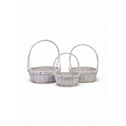 УЦЕНКА Корзина плетёная для хранения, ива, белая, набор 3 шт.