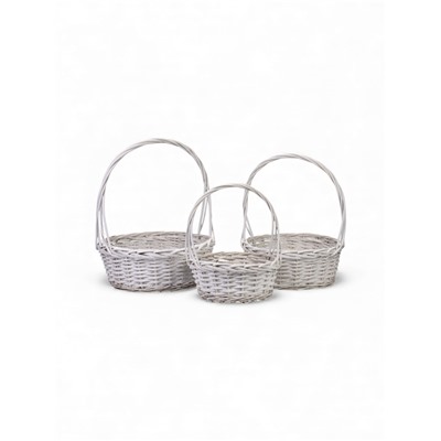 УЦЕНКА Корзина плетёная для хранения, ива, белая, набор 3 шт.