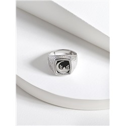 Мусульманское кольцо из серебра с плавленым кварцем родированное К-3000р