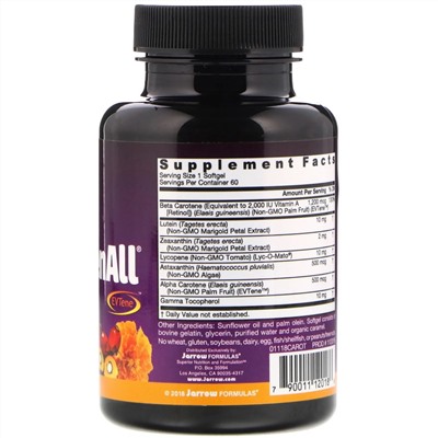 Jarrow Formulas, CarotenALL, комплекс из смеси каротиноидов, 60 капсул