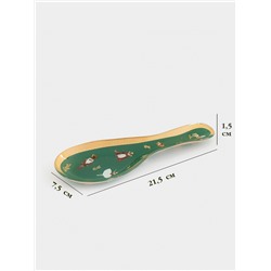 Подставка под ложку новогодняя Доляна «Сказочные истории», 21.5×7.5×1.5 см, стекло, зелёная