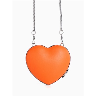 Сумка мини-клатч на магните, в форме сердца, жёсткий корпус, на длинной цепочке, оранжевая