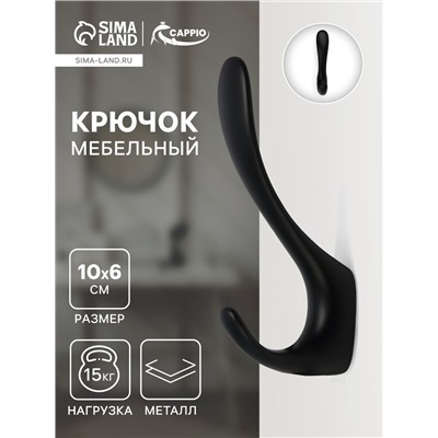 Крючок мебельный CAPPIO NOTE, двухрожковый, цвет черный