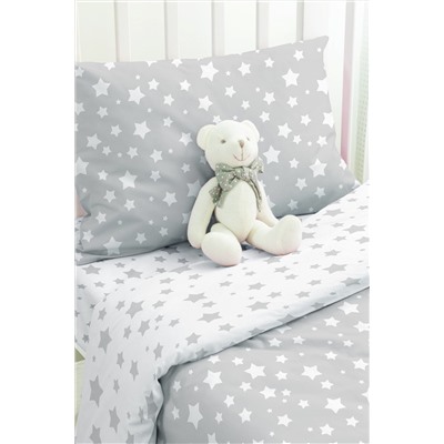 КПБ детск. поплин Juno (40х60) рис. 13165-4/13165-28 Grey stars