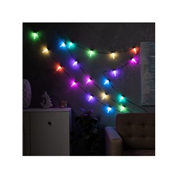 УЦЕНКА Умная гирлянда «Нить» 6 м с насадками «Лампочки», IP20, тёмная нить, 20 LED, свечение RGB, USB