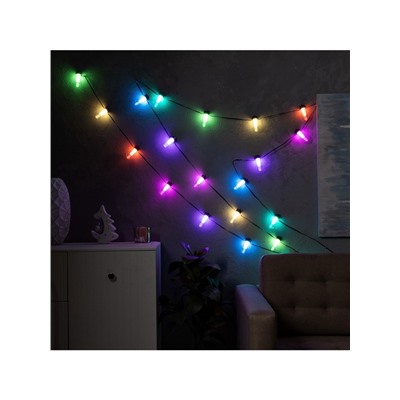 УЦЕНКА Умная гирлянда «Нить» 6 м с насадками «Лампочки», IP20, тёмная нить, 20 LED, свечение RGB, USB