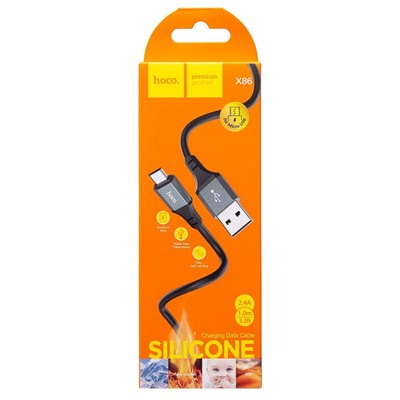 Кабель USB - micro USB Hoco X86 Spear 12W 100см 2,4A  (black)