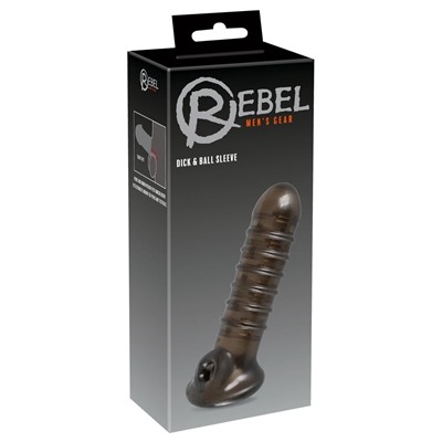 Насадка на пенис Rebel smoke с рёбрышками и отверстием под мошонку