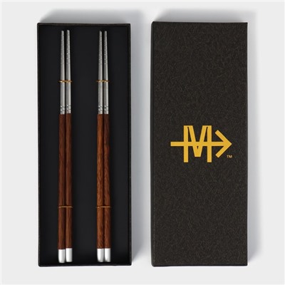 Палочки для суши из нержавеющей стали Magistro, d=0.8 см, 25 см, набор 2 пары, 304 сталь, серебристые