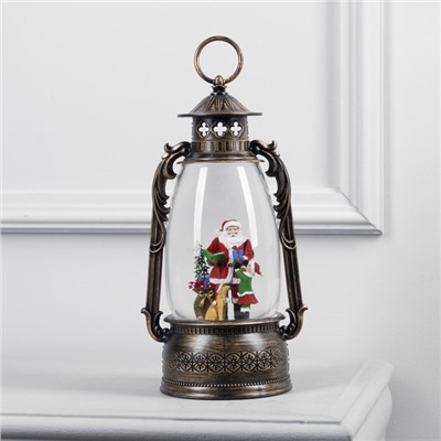 Светодиодная фигура «Фонарь с Дедом Морозом» 15×30×12.5 см, пластик, батарейки ААх3 (не в комплекте), USB, свечение тёплое белое