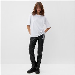 Футболка с кулиской женская MINAKU REGULAR FIT, белая, размер 42