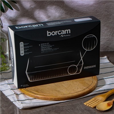 Форма для запекания Paşabahçe Borcam, 3 л, 30.6×20.9 см, прямоугольная, жаропрочное стекло, прозрачная