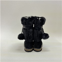 Унты женские чёрные “Норка” с рисунком замшевые на войлочной подошве