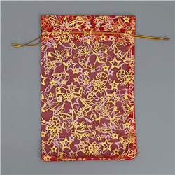 Мешочек подарочный органза «Новогодние игрушки», 16×24 см ± 1.5 см